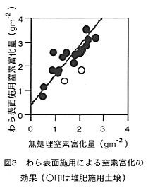 図3 わら表面施用による窒素富化の効果