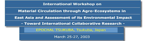 International Workshop on Material Circulation through Agro-Ecosystems in East Asia and Assessment of its Environmental Impact, March 25027, 2003 Tsukuba